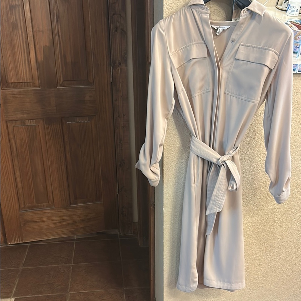 Nine West Beige Button-Up Dress